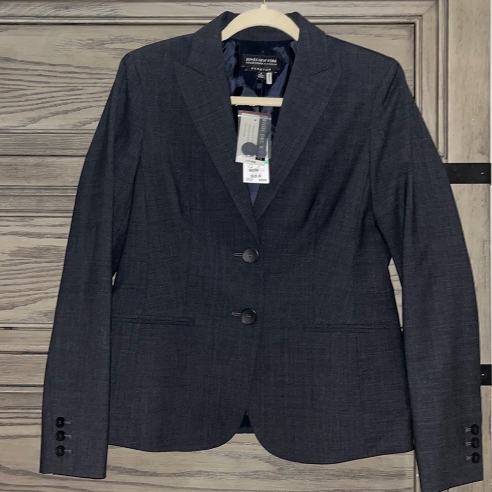 Mid Grey with black buttons blazer by Jones New York(Stretch).It’s new with tags